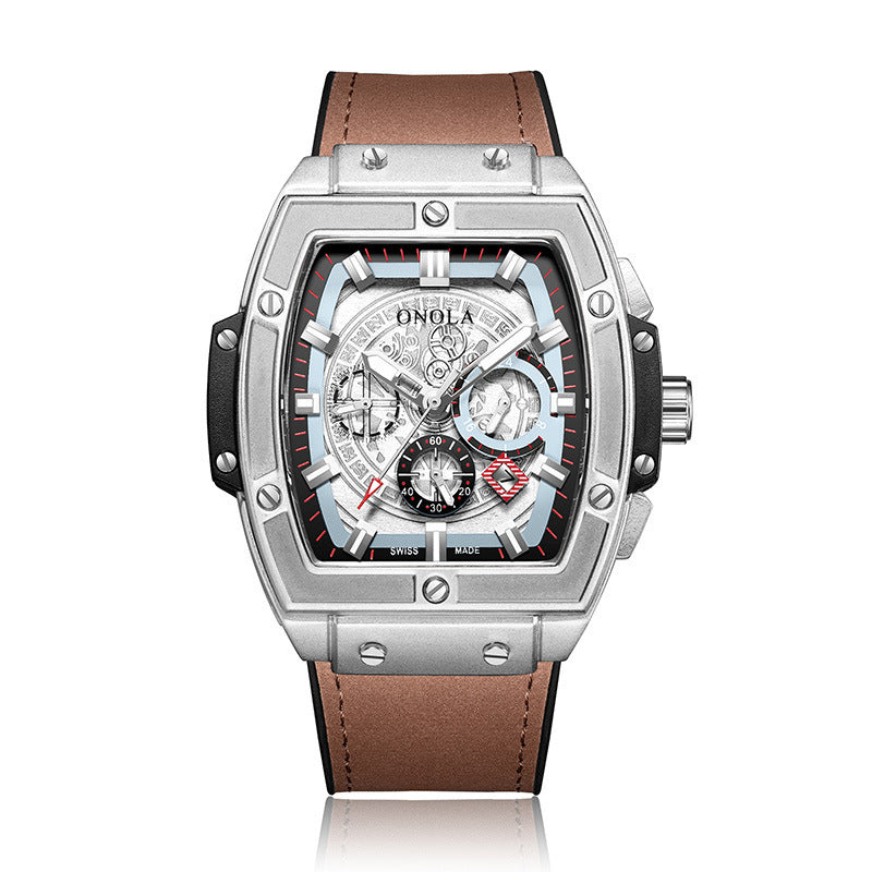 "Eclipse Titan: Barrel-Shaped Luxury Chronograph in Rose Gold Watch"