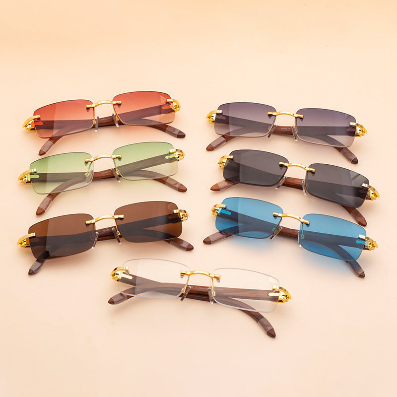 Unisex Classic Frameless Wooden Sunglasses