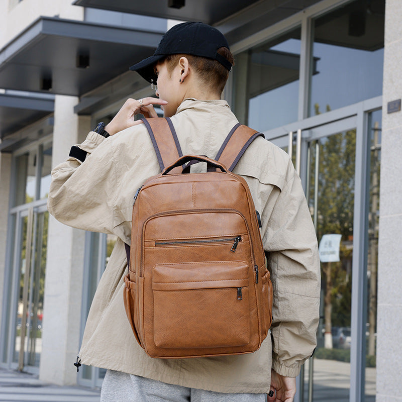 Multi-functional Retro Leather Backpack