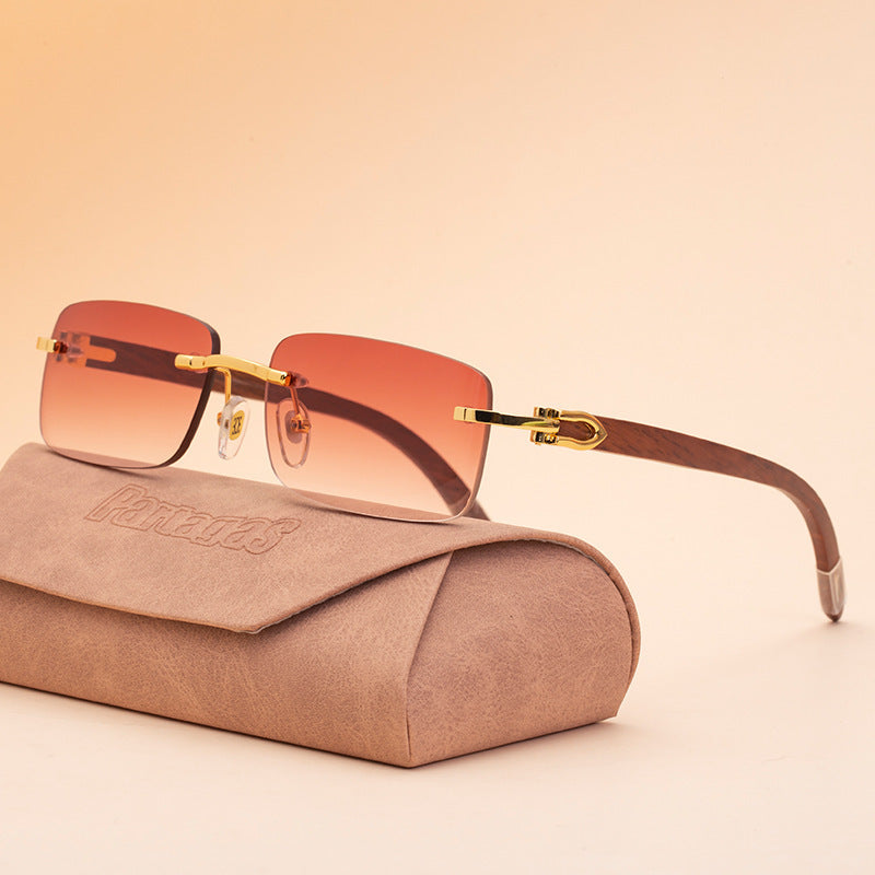 Unisex Classic Frameless Wooden Sunglasses